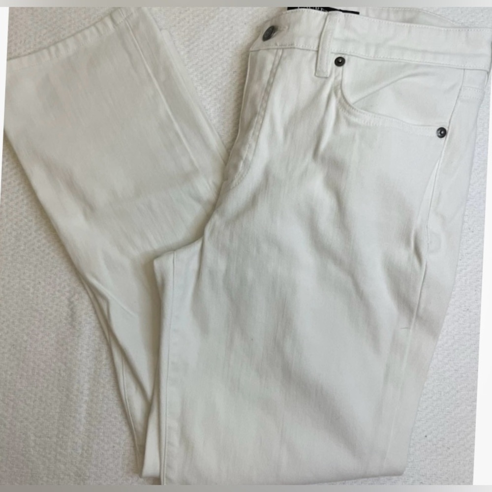 LAUREN RALPH LAUREN-White Mid Rise Straight Super Stretch Memory Fit Jeans Sz 10